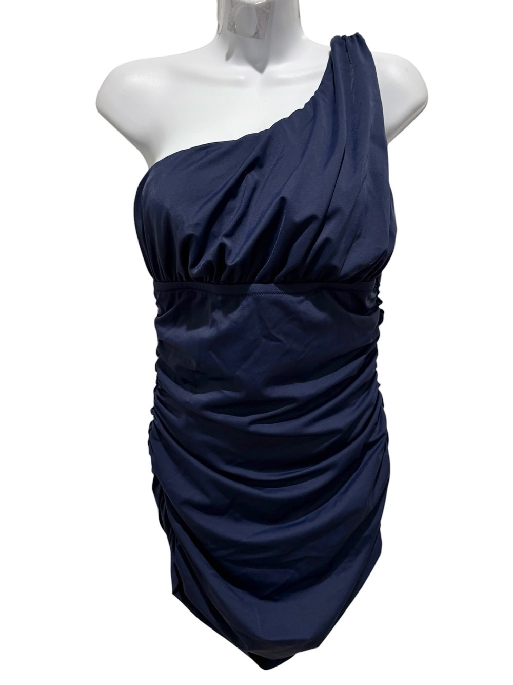 J. CREW Women’s Asymmetrical Ruched Navy Blue One Piece Bathing Suit Size 10